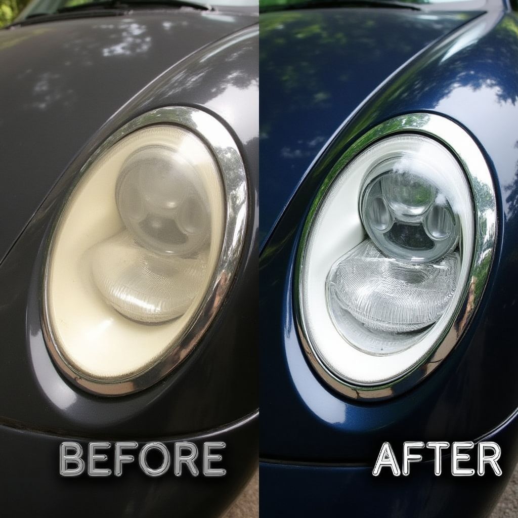 Renovace světlometů před a po